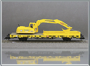 Vagón bordes bajos Tipo Kls con excavadora - DB