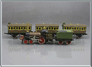 Set locomotora vapor Prusia y coches pasajeros - Berlín Potsdam
