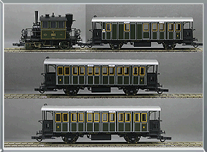 Set locomotora vapor Ptl 2/2 y coches viajeros  - K.Bay.Sts.B.