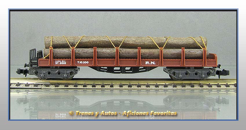 Vagón teleros con troncos T.10.200 Renfe