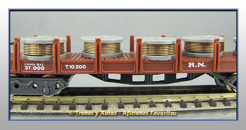 Vagón telero con bobinas T.10.200 Renfe