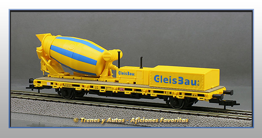 Vagón plataforma Tipo Kls 442 con hormigonera "GleisBau" - DB