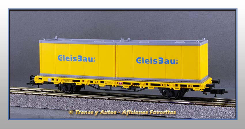 Vagón plataforma Tipo Kls contenedores obras"GleisBau" - DB