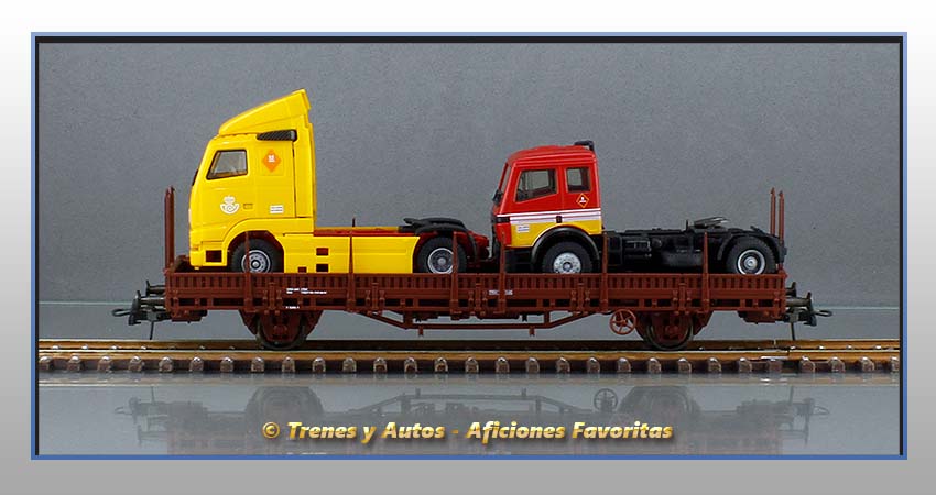 Vagón plataforma telero Tipo Ks "Tractoras Correos y Pastas Gallo" - Renfe