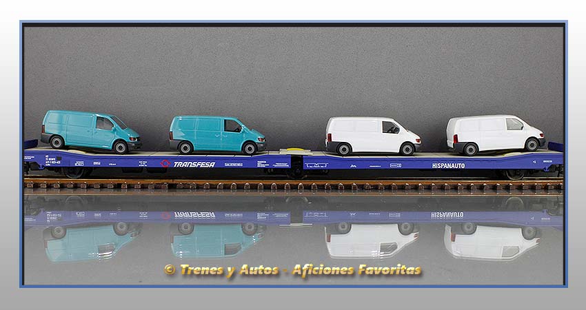 Vagón plataforma articulada Tipo Ladks "Transfesa-Hispanauto" - Renfe