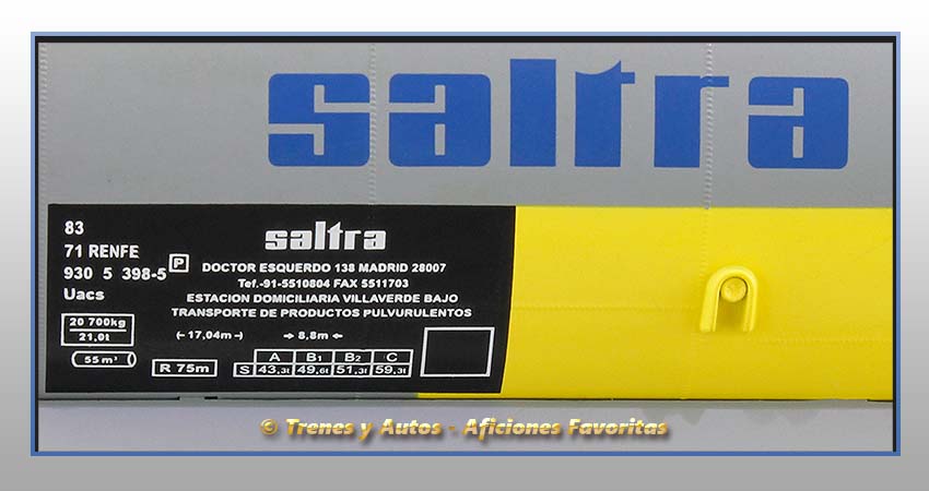 Vagón tolva pulverulentos Tipo Uacs "SALTRA" - Renfe