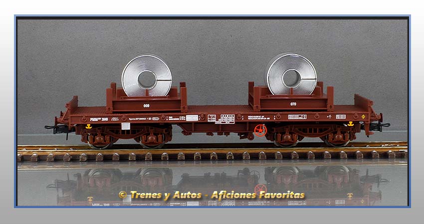 Vagón plataforma con bobinas Tipo Rgmms - Renfe