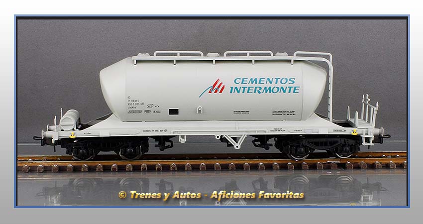 Vagón tolva cemento Tipo Uackks "Cementos Intermonte" - Renfe