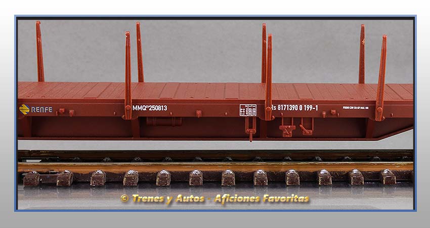 Vagón plataforma contenedores Tipo Rs Serie MMQ - Renfe