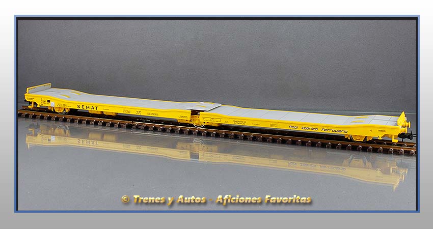 Vagón plataforma articulada Ladks "Semat-Pool Ibérico Ferroviario - Renfe