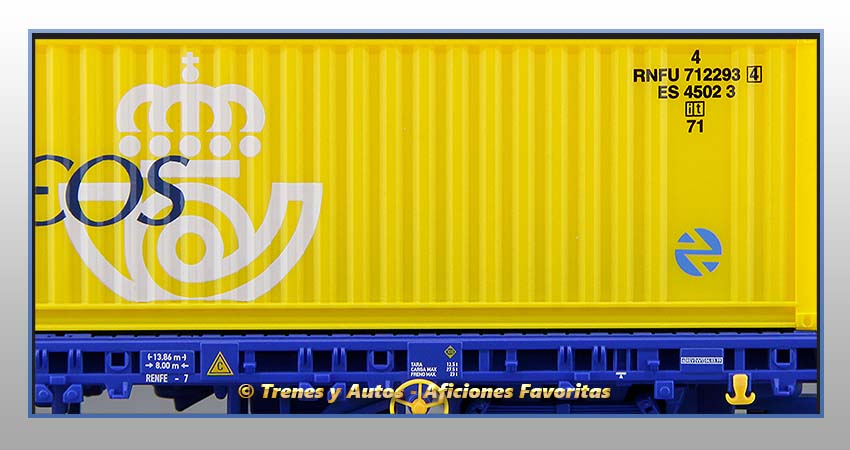 Vagón plataforma MC1 contenedor Tipo Lgs "Correos" - Renfe