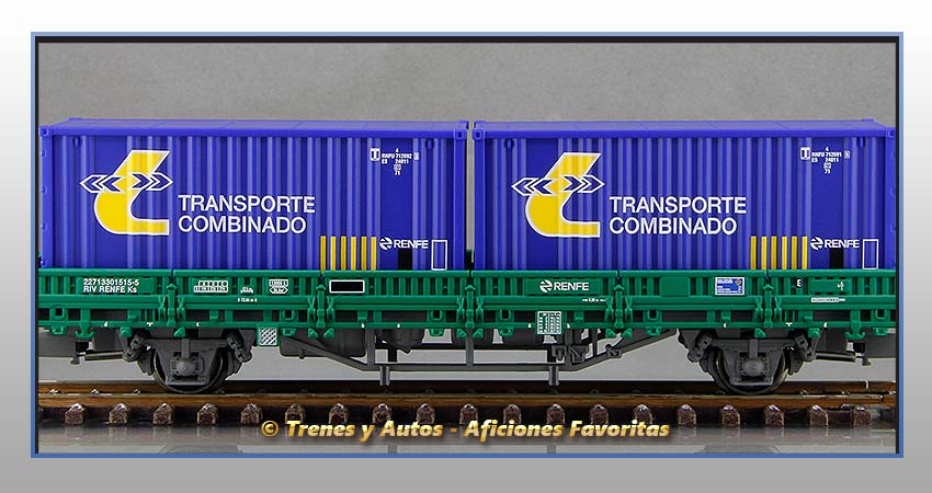 Vagón plataforma contenedores Tipo Ks "Transporte Combinado" - Renfe