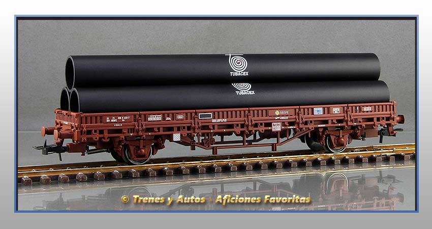 Vagón plataforma Tipo Ks Carga tubos "Tubacex" - Renfe