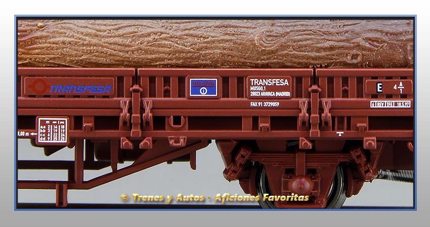 Vagón plataforma Tipo Kbs Carga toncos "Transfesa" - Renfe