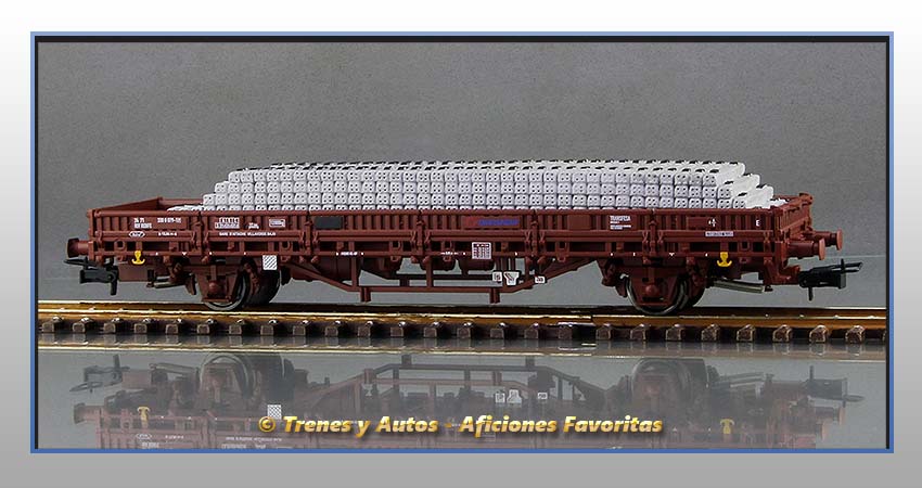 Vagón plataforma Tipo Ks Carga traviesas "Transfesa" - Renfe