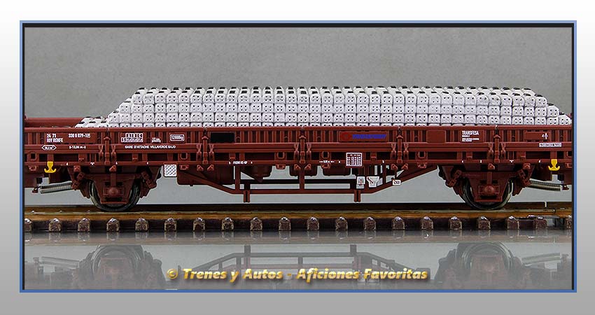 Vagón plataforma Tipo Ks Carga traviesas "Transfesa" - Renfe