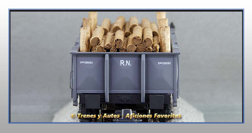 Vagón borde medio Tipo X1 balconcillo Carga madera "T.E." - Renfe