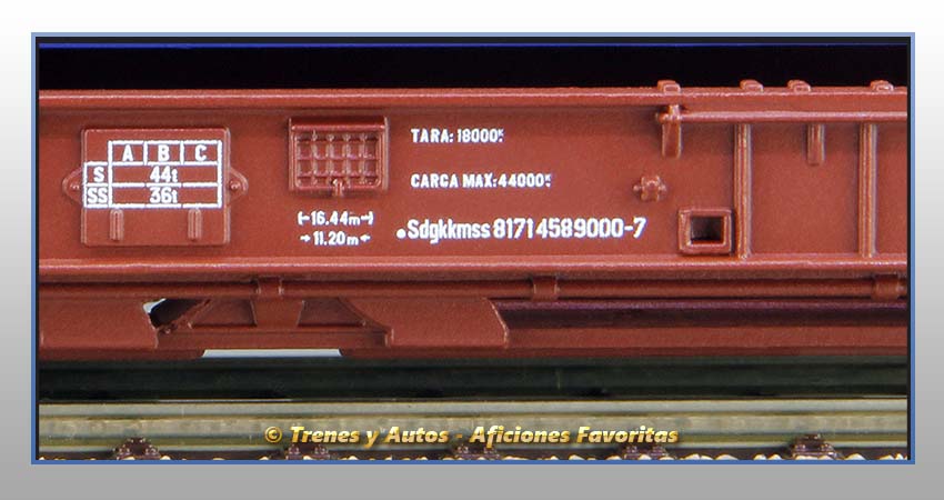 Vagón plataforma Tipo Sdgkkmss con contenedor "Camellia Line" - Renfe