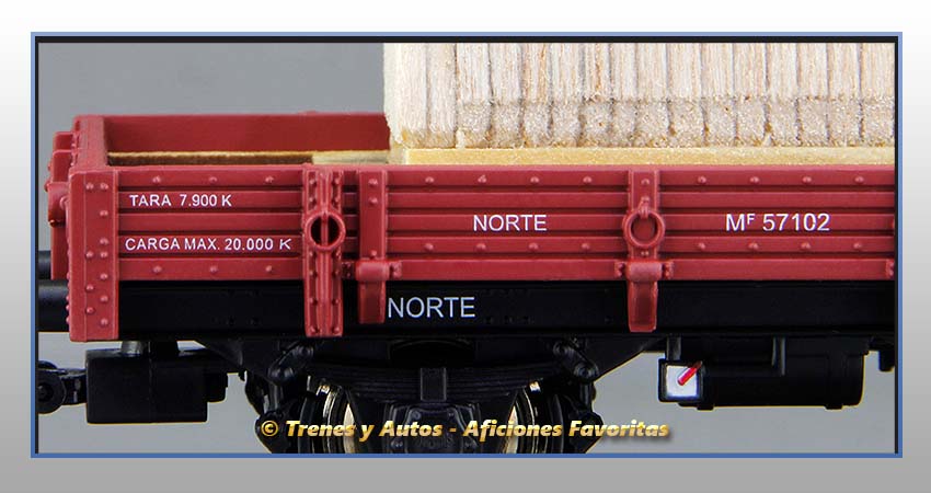 Vagón borde bajo unificado Tipo M Carga cajón madera - Norte