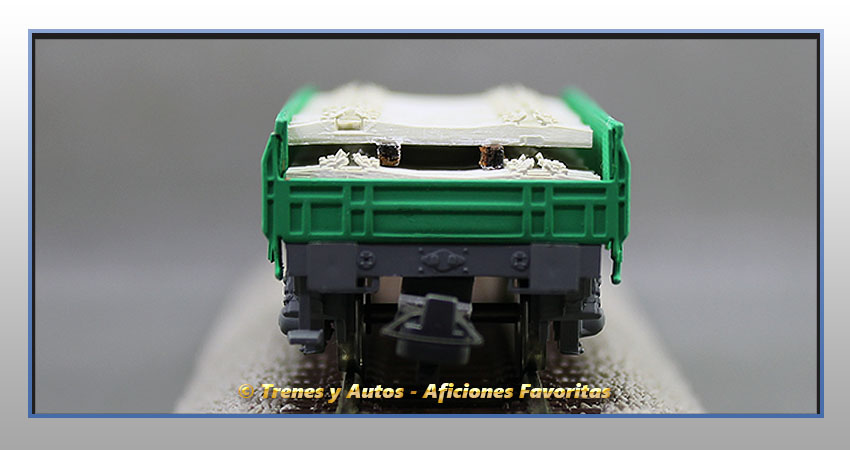 Vagón plataforma transporte traviesas Tipo 30000 - Renfe