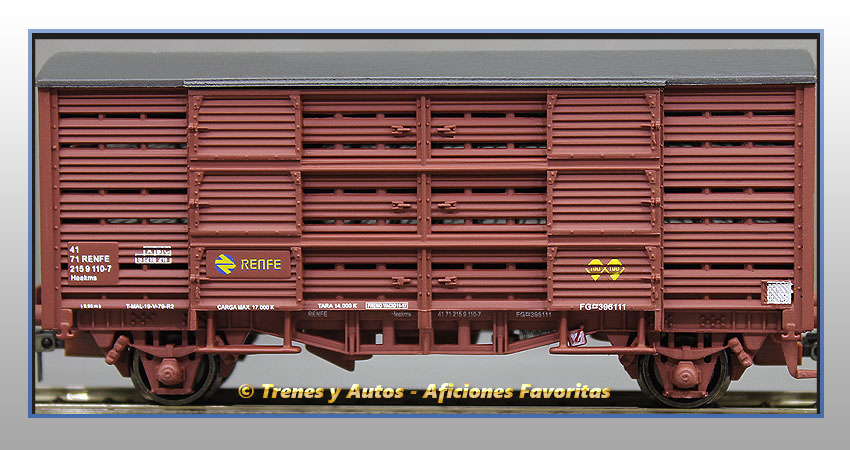 Vagón jaula transporte ganado Tipo FG Heekms - Renfe