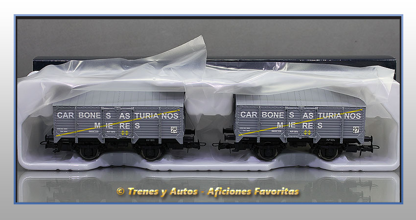 Set vagones cubiertos borde alto Tipo PX "Carbones Asturianos Mieres" - RN