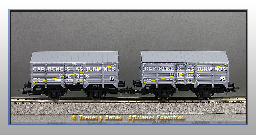 Set vagones cubiertos borde alto Tipo PX "Carbones Asturianos Mieres" - RN