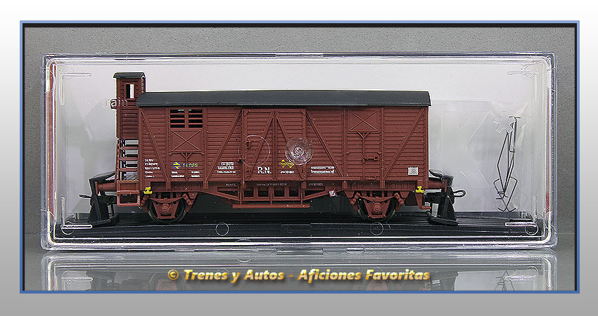 Vagón cerrado Tipo J 300000 con garita elevada (Rojo óxido) - Renfe