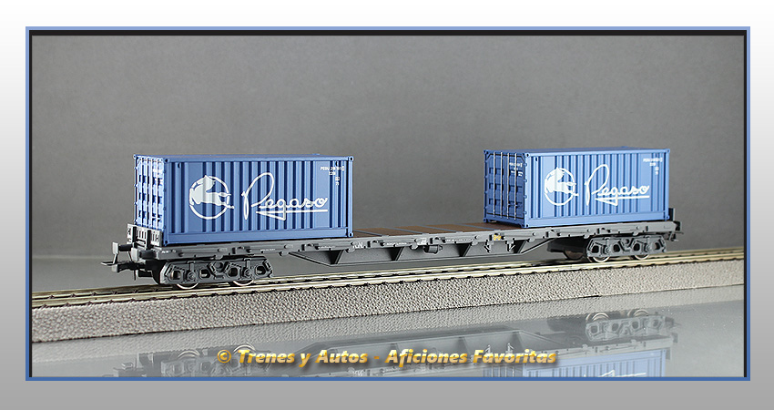 Vagón plataforma Tipo Rs Contenedores Pegaso - Renfe