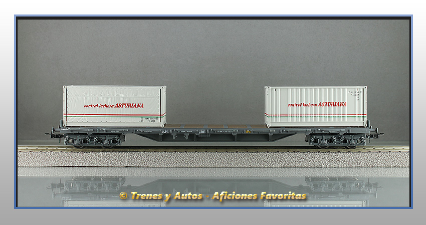 Vagón plataforma Tipo Rs Contenedores Central Lechera Asturiana- Renfe