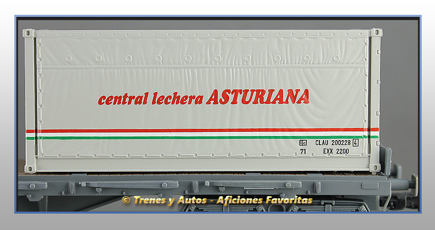 Vagón plataforma Tipo Rs Contenedores Central Lechera Asturiana- Renfe