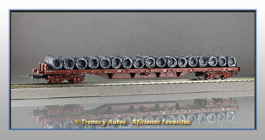 Vagón plataforma MMQ rollos alambre - Renfe