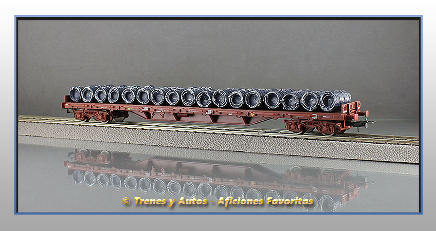 Vagón plataforma MMQ rollos alambre - Renfe