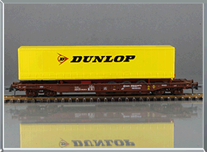 Vagón portacontenedor Tipo Sdgkkmss Remolque Dunlop - Renfe