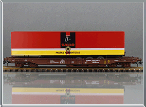 Vagón portacontenedor Tipo Sdgkkmss Remolque Gallo - Renfe