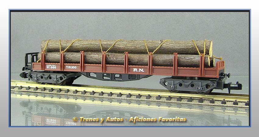 Vagón teleros con troncos T.10.200 Renfe