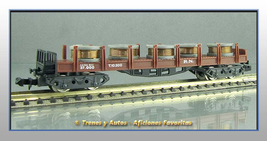 Vagón telero con bobinas T.10.200 Renfe