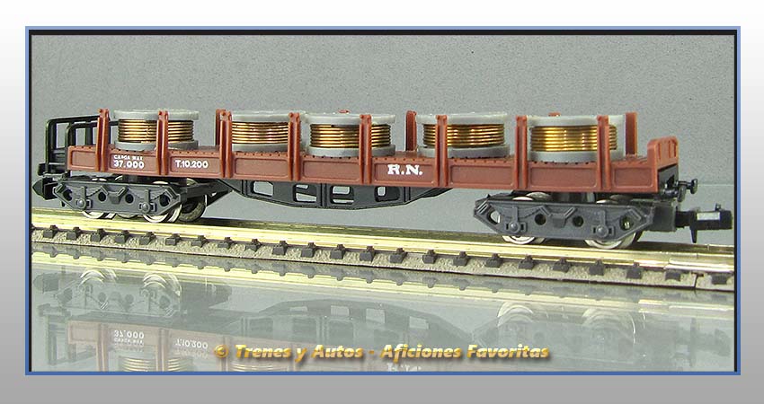 Vagón telero con bobinas T.10.200 Renfe