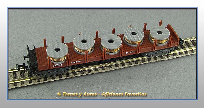 Vagón telero con bobinas T.10.200 Renfe