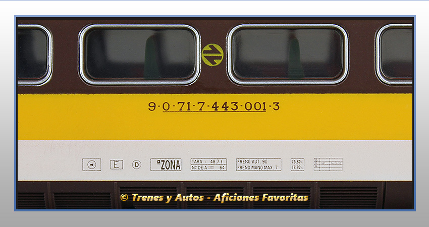 Electrotren basculante Serie 443 "El Platanito" - Coche intermedio 2ª Clase - Renfe