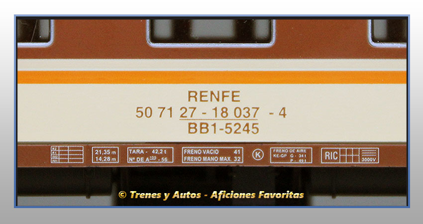 Coche pasajeros Serie 5000 BB1-5245 "Estrella" - Renfe
