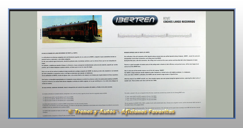 Set tres coches pasajeros madera Largo Recorrido - Renfe