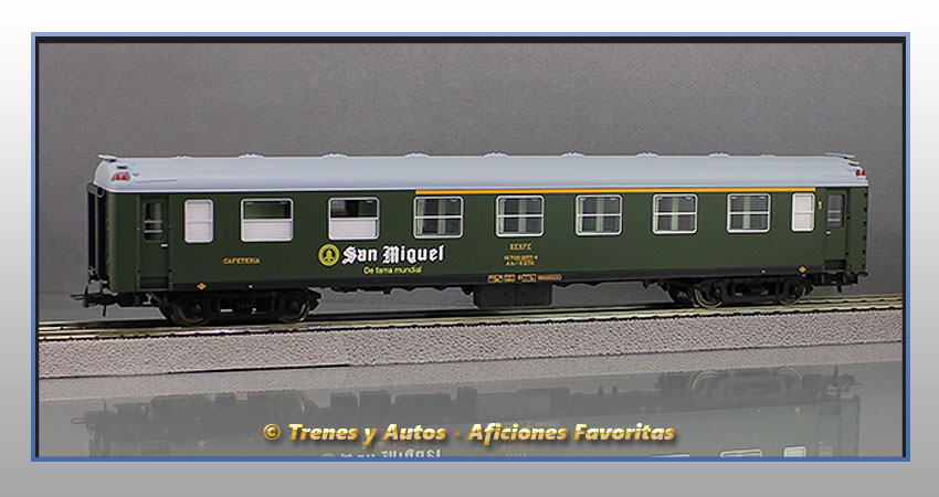 Coche pasajeros Serie 6000 AAR-6236 "San Miguel" Clase 1ª y Cafetería - Renfe