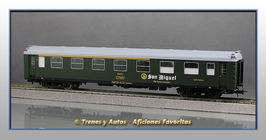 Coche pasajeros Serie 6000 AAR-6236 "San Miguel" Clase 1ª y Cafetería - Renfe