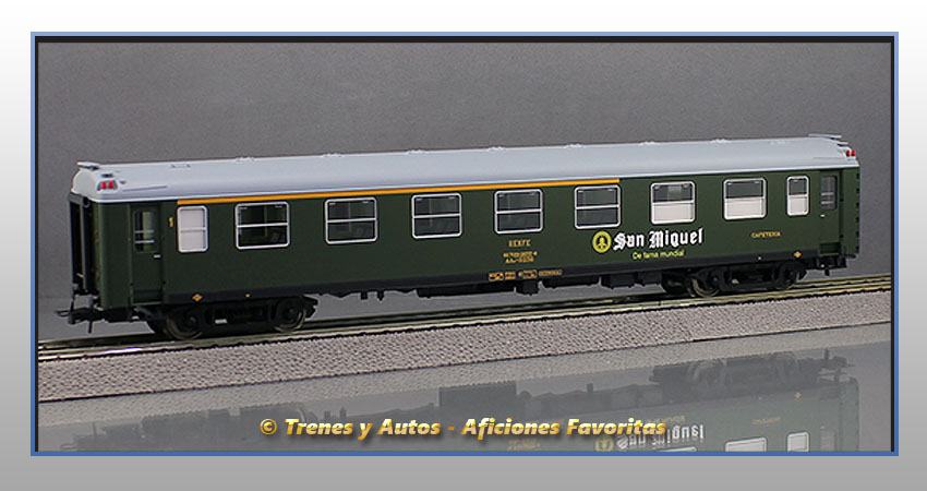 Coche pasajeros Serie 6000 AAR-6236 "San Miguel" Clase 1ª y Cafetería - Renfe
