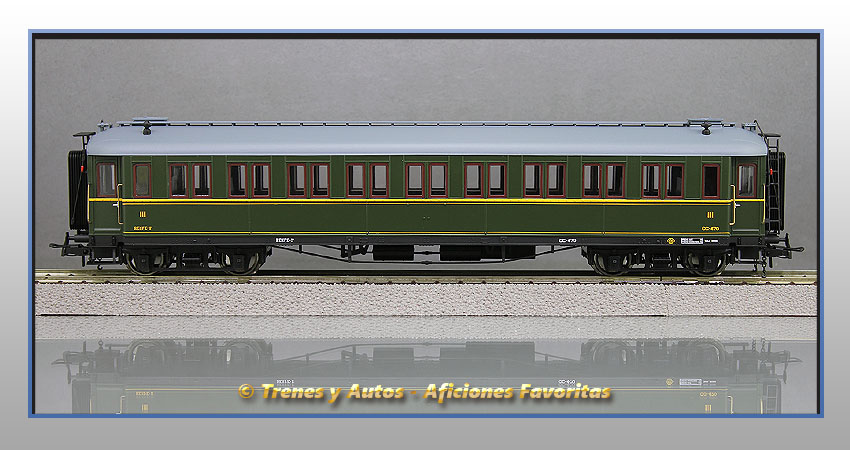 Coche pasajeros verderón Serie 360/576 CC-470  3ª Clase - Renfe