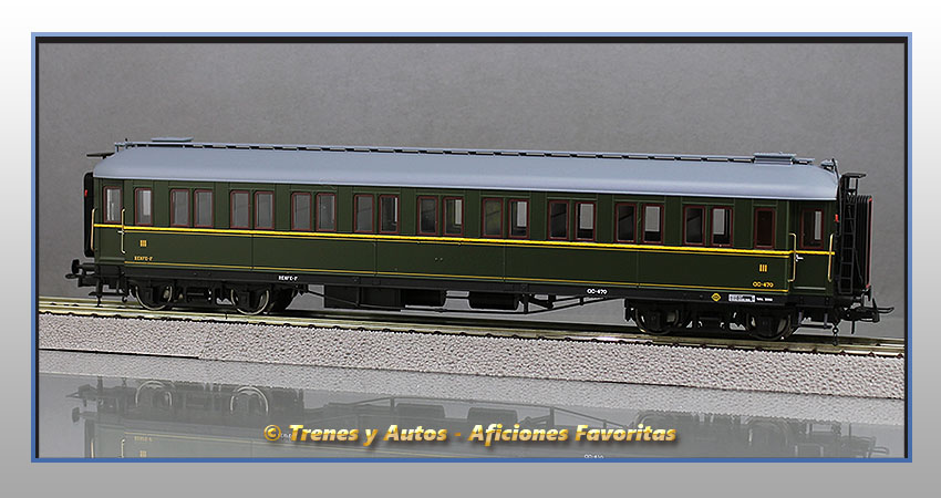 Coche pasajeros verderón Serie 360/576 CC-470  3ª Clase - Renfe