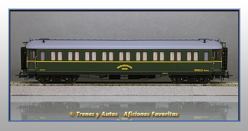 Coche pasajeros verderón tren socorro "Arcos" SSA-600 - Renfe