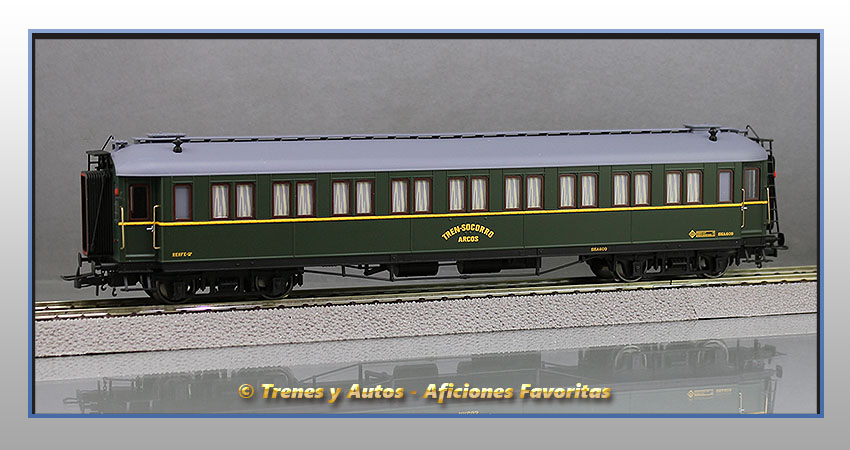 Coche pasajeros verderón tren socorro "Arcos" SSA-600 - Renfe