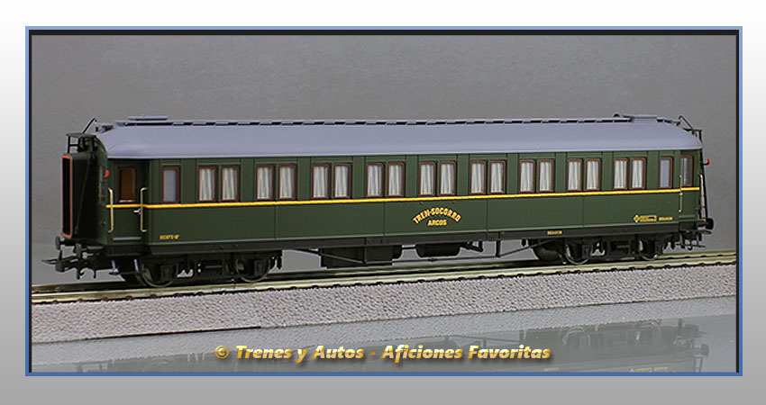 Coche pasajeros verderón tren socorro "Arcos" SSA-600 - Renfe